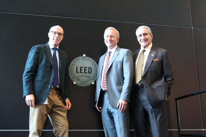 LEED Platinum Certification Event - from right - Rich McKay, Scott Jenkins, Arthur Blank